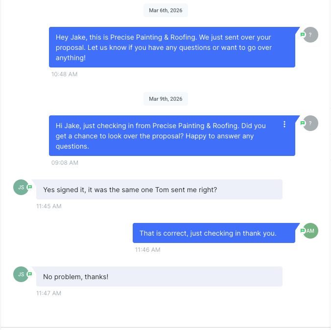 SMS final follow-up screenshot